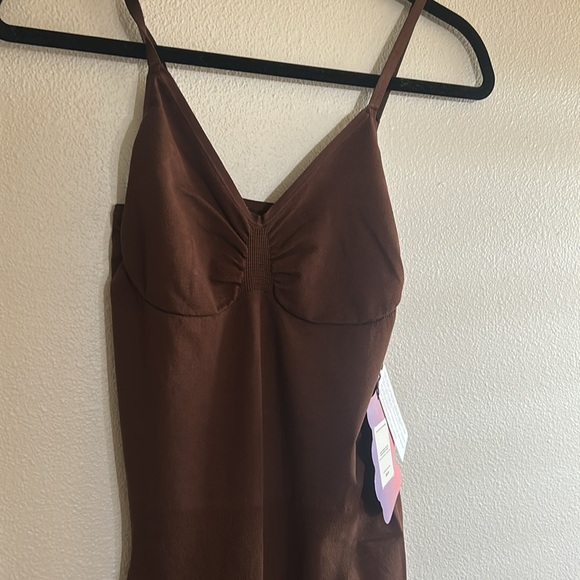 YITTY Collection Fabletics Smooth As Hell Shaping Maxi Dress Bossed Up Brown NWT - Picture 5 of 12